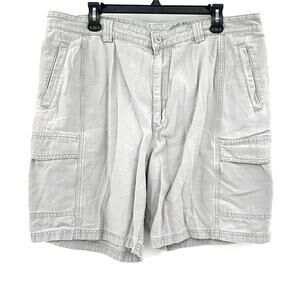 Tommy Bahama Relax Size 38 Cargo Shorts Gray Cotton Tencel‎ Lyocell Casual Fit